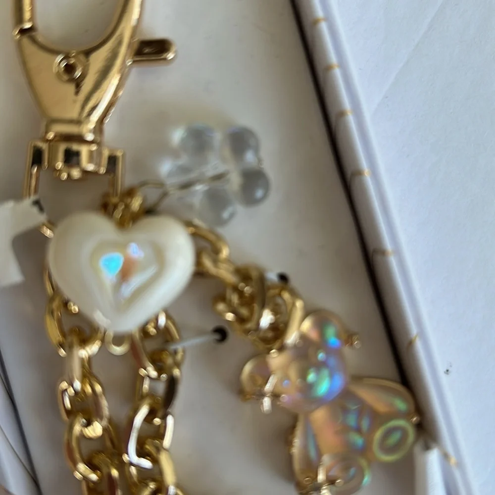 Bling Silver and Gold puffy Star and Heart Handbag charm/Keychain